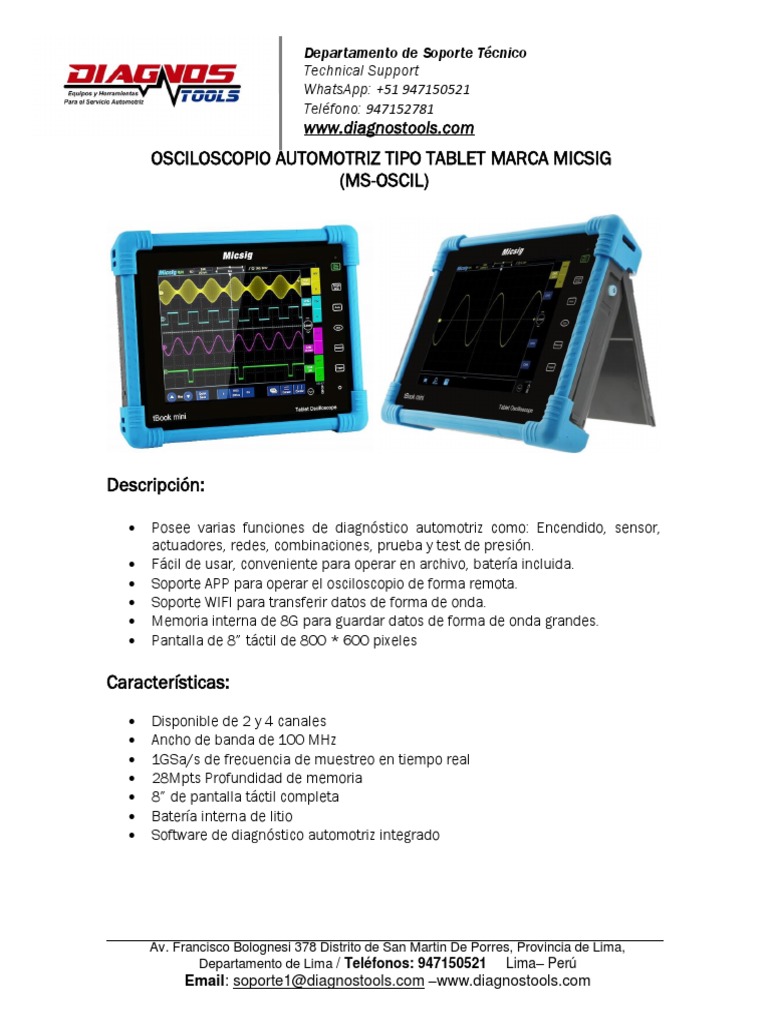 Manual de usuario del osciloscopio automotriz de la serie Micsig ATO1000