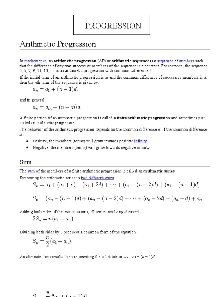 Arithmetic and Geometric Progressions Explained | PDF | Series ...