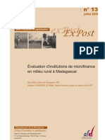 Évaluation D'institutions de Microfinance en Milieu Rural À Madagascar (AFD/2008)