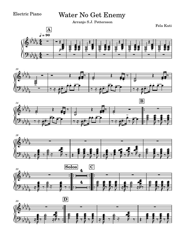 Water No Get Enemy Fela KutiElectric Piano PDF