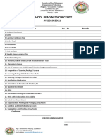 School Readiness Checklist SY 2020-2021