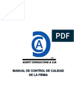 a) MANUAL DE CONTROL DE CALIDAD