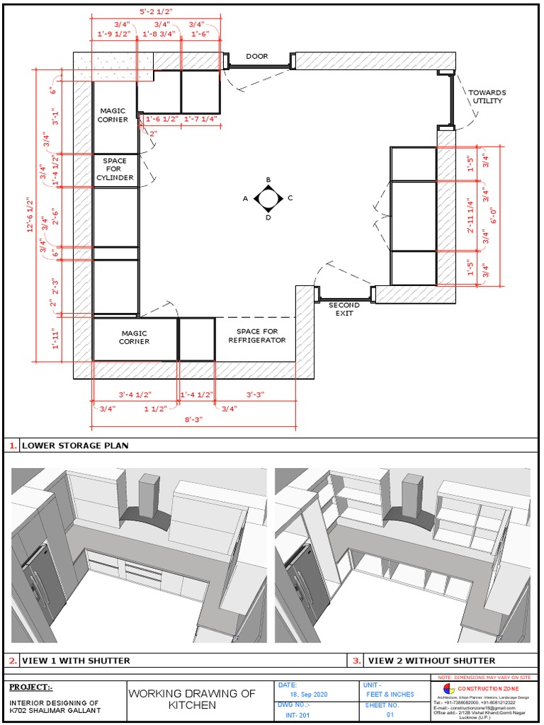 Working Drawing of Kitchen: Lower Storage Plan | PDF | Home