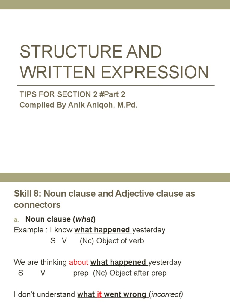 Writing Structure and Expression Tips | PDF | Verb | Subject (Grammar)
