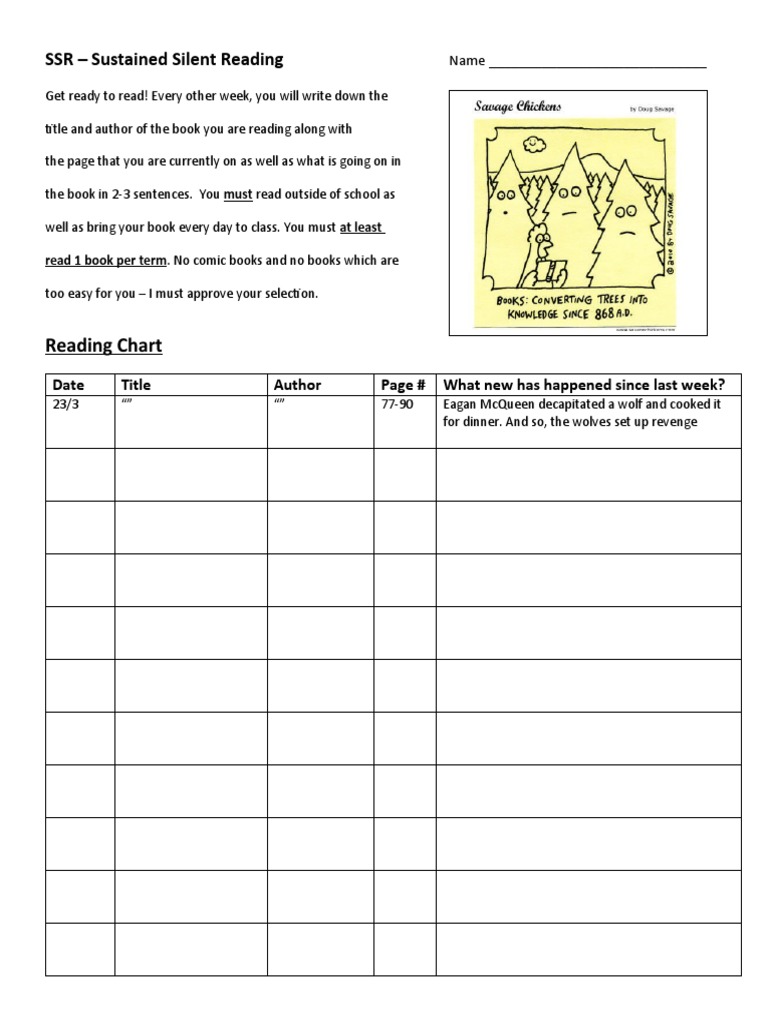 SSR Reading Log Template | PDF