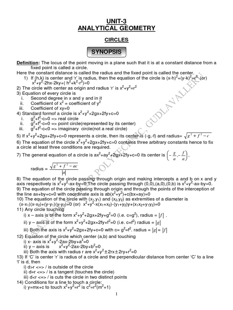 Analytical Geometry | PDF | Circle | Mathematics