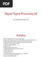 Digital Signal Processing Lab: Dr. Nanda Kumar M