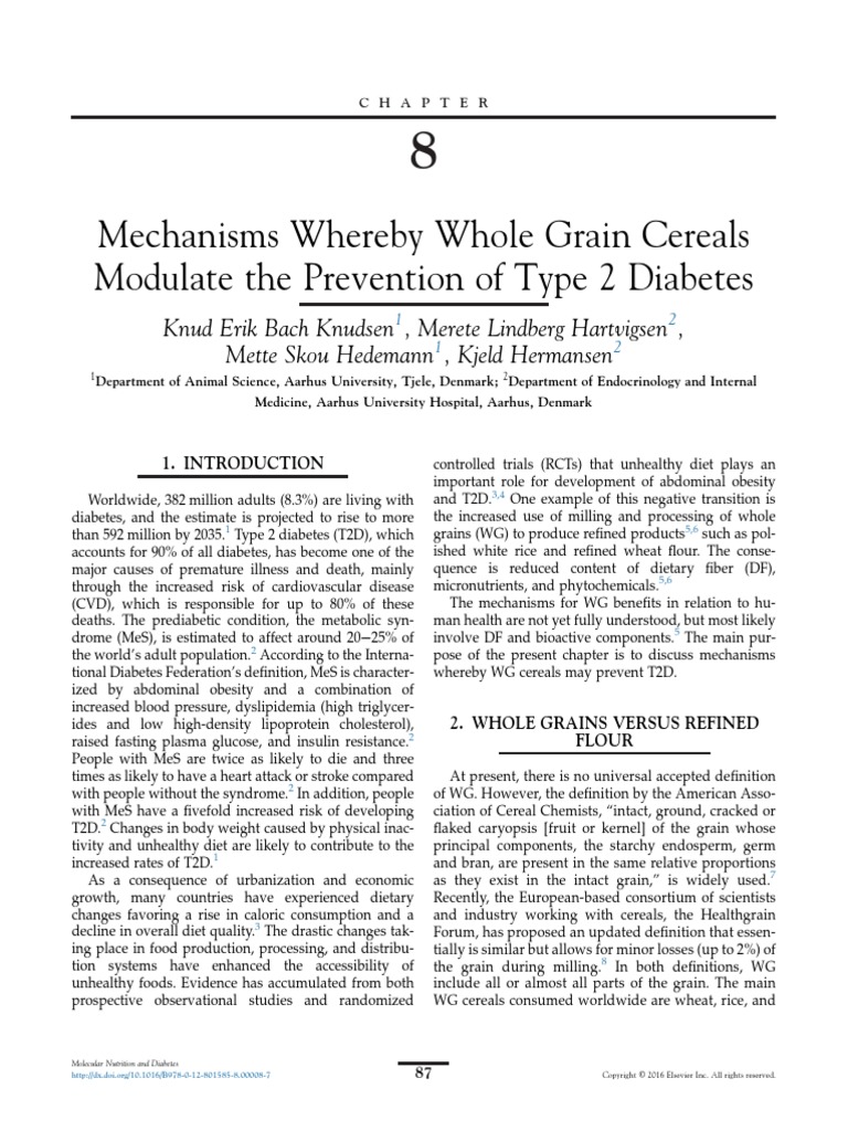 Mechanisms Whereby Whole Grain Cereals Modulate The Prevention of Type 2 Diabetes PDF