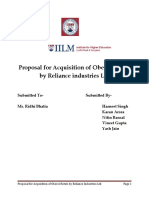 Proposal For Acquisition of Oberoi Group by Reliance Industries LTD