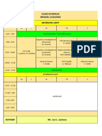 Class Schedule Mendel (Css/Eim) Morning Shift