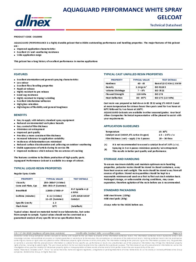 Aquaguard Performance White Spray Gelcoat en A4 PDF