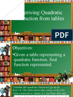 Deriving Quadratic Function From Tables