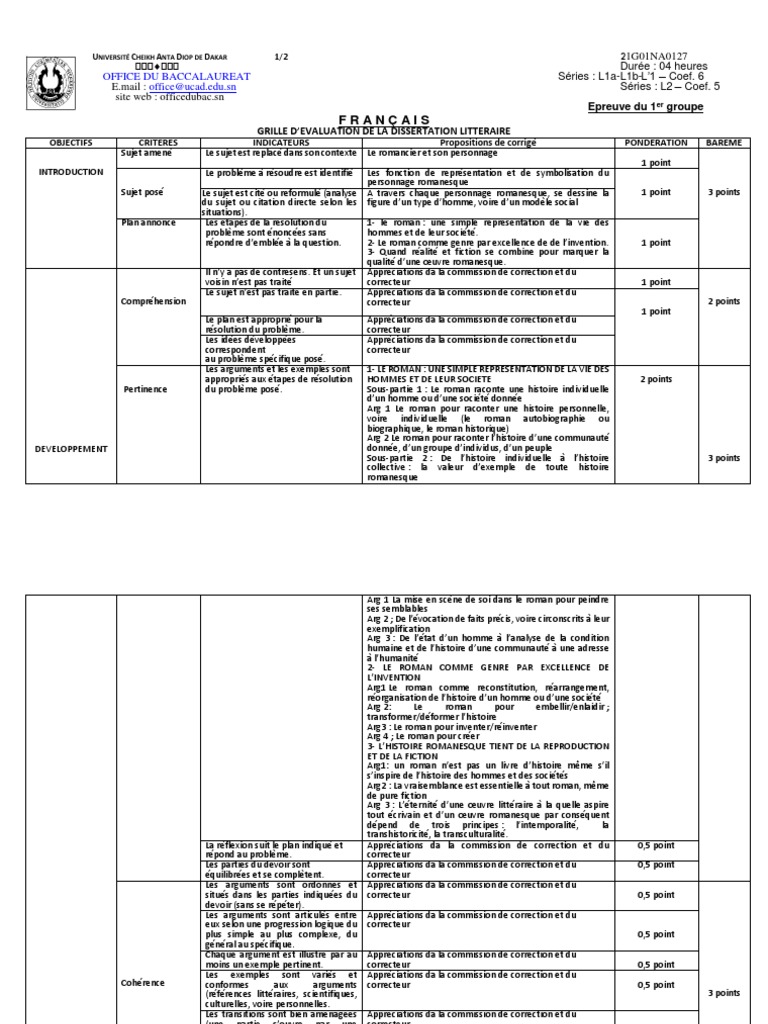 Grille d'évaluation dissertation français | PDF | Romans | Guillemet