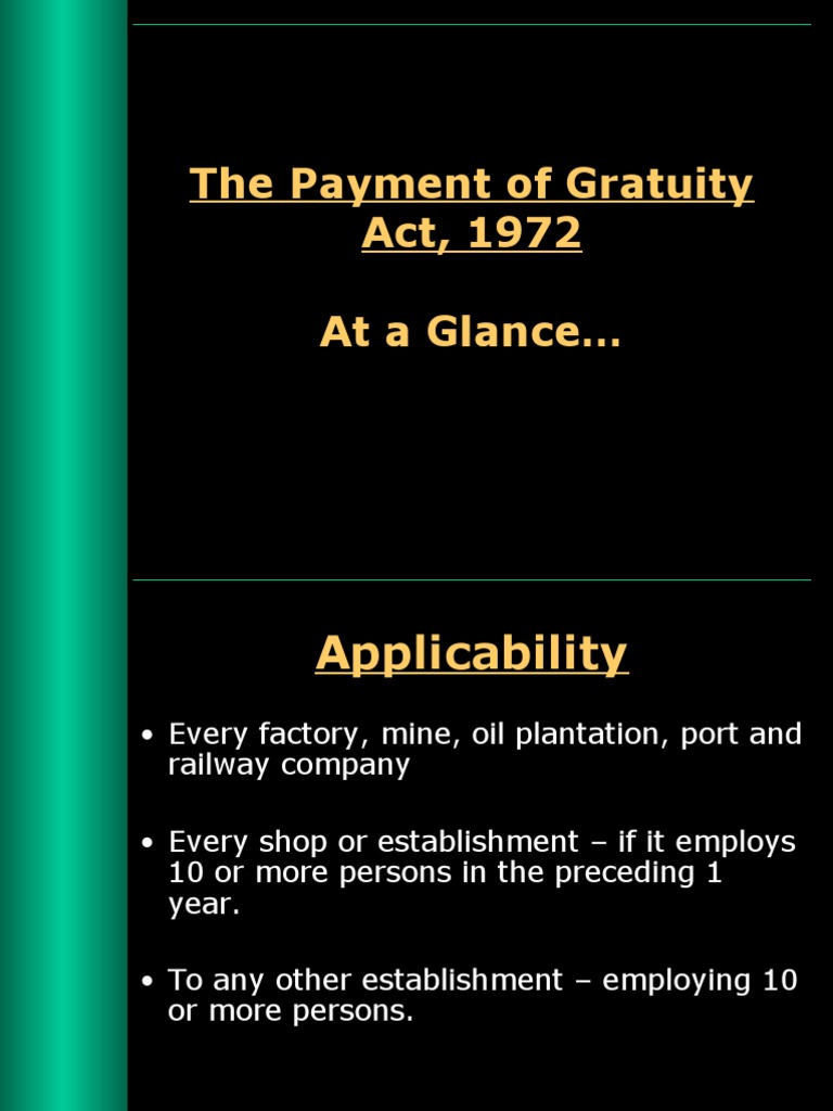 The Payment of Gratuity Act, 1972 PDF Employment Justice