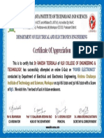 Certificate For DR Rakesh Teerdala For - E-Quiz 4.0 Power Electronics