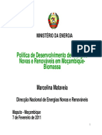 PT Política de Desenvolvimento de Energias Novas e Renováveis em Moçambique-Biomassa Direcção Nacional de Energias Novas e Renováveis