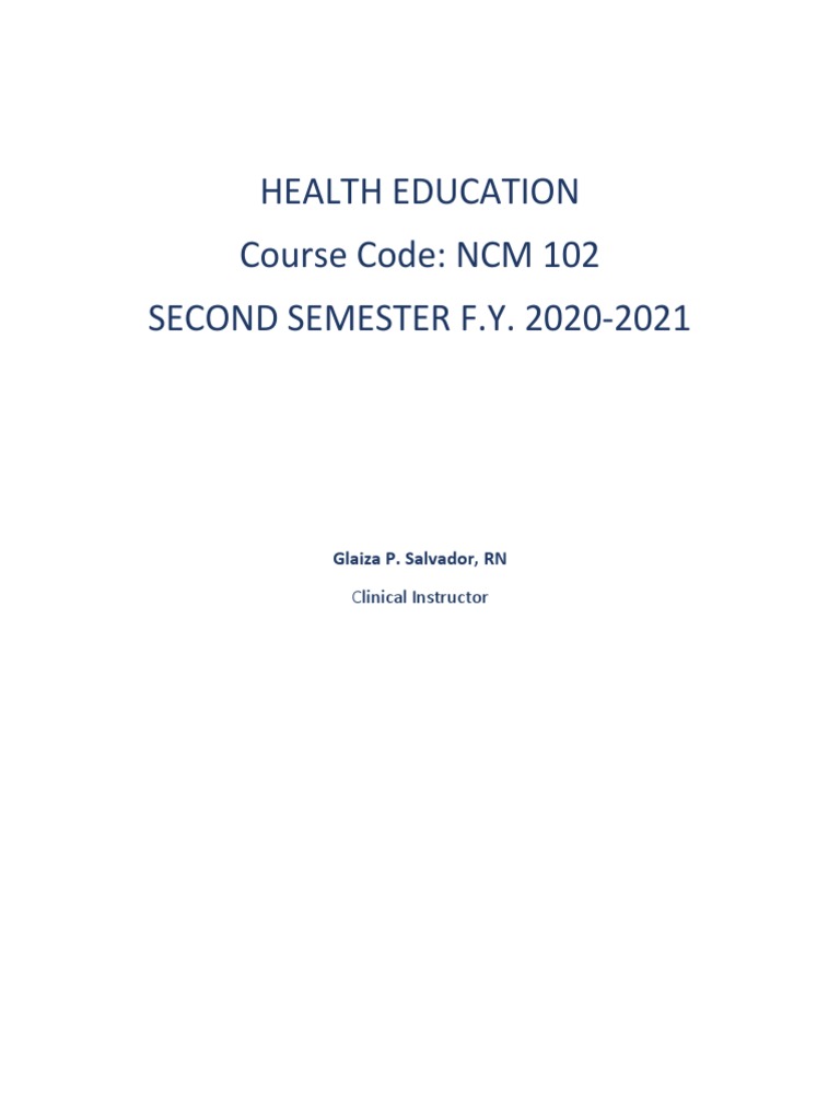 NCM 102: Principles of Health Education | PDF | Wellness | Science ...