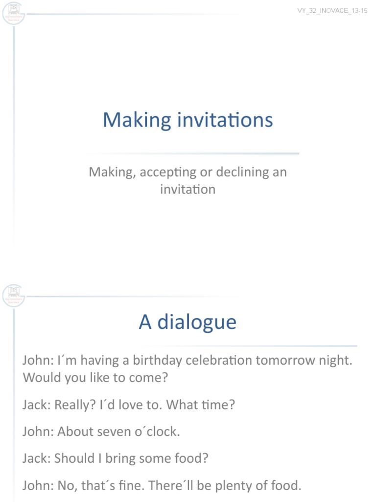 Inviting: Accepting & Declining Tips | PDF | Self-Improvement