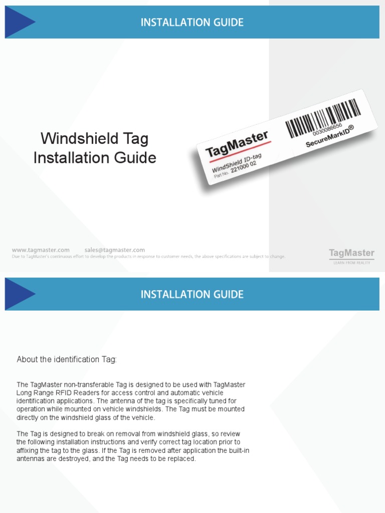 RFID Tag Installation for Windshields | PDF | Radio Frequency ...