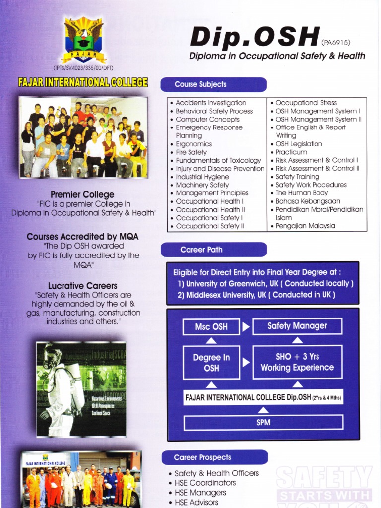 NATIONAL DIPLOMA IN OCCUPATIONAL HEALTH AND SAFETY intelligence overview