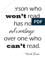 Won't: A Person Who Read Has No Advantage Over One Who Can't Read