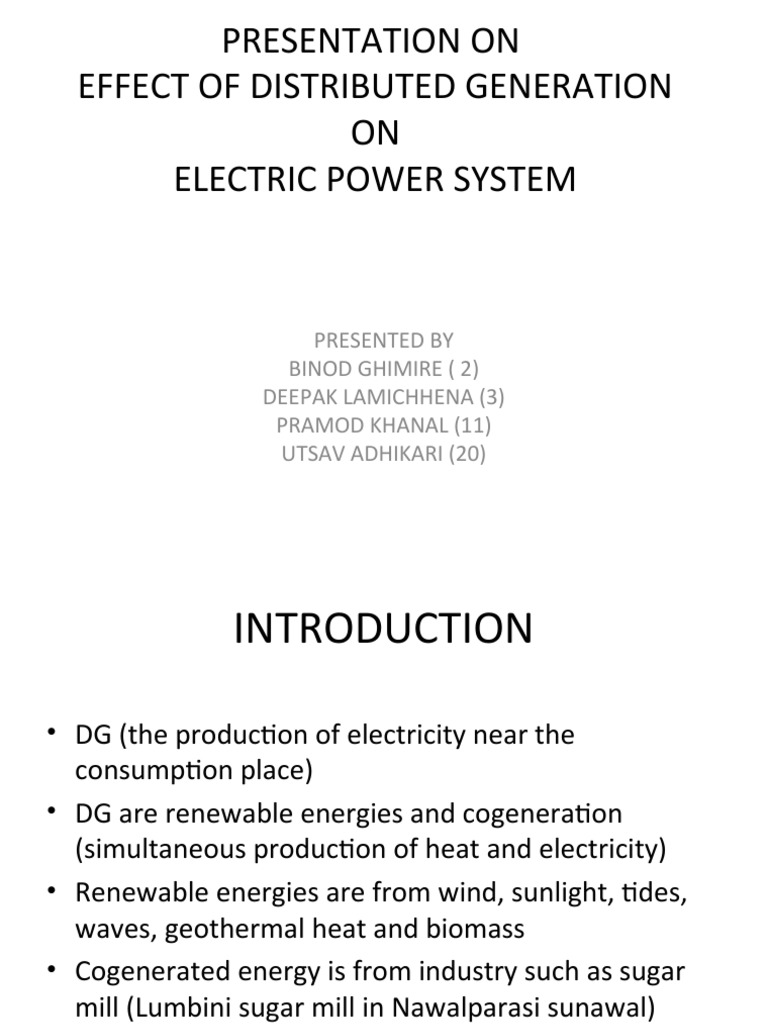 Impact of Distributed Generation on Power Systems | PDF | Electrical ...
