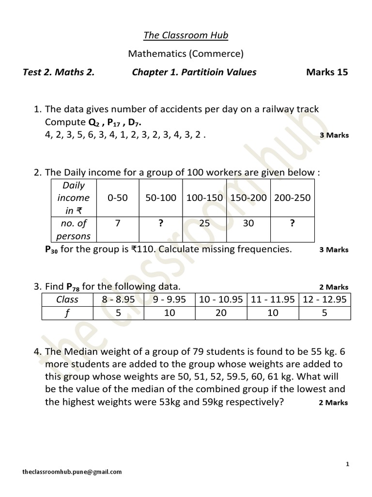 Commerce Math Test Analysis | PDF