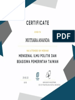 E-Certificate Mengenal Ilmu Politik dan Beasiswa Pemerintah Taiwan for MUTIARA ANANDA