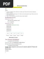 PPS Unit 2 Question Bank: One Dimensional Array in C