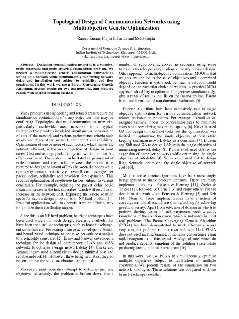 Topological Design of Communication Networks Using Multiobjective ...