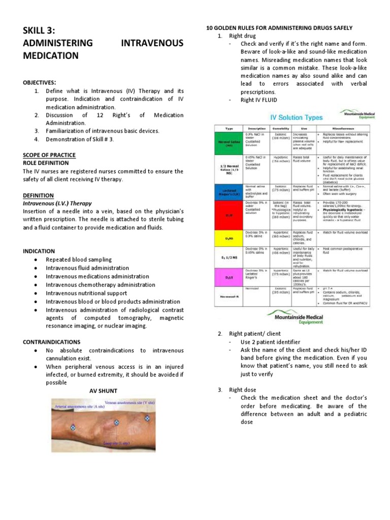 Skill 3 Administering Intravenous Medication | PDF | Intravenous ...