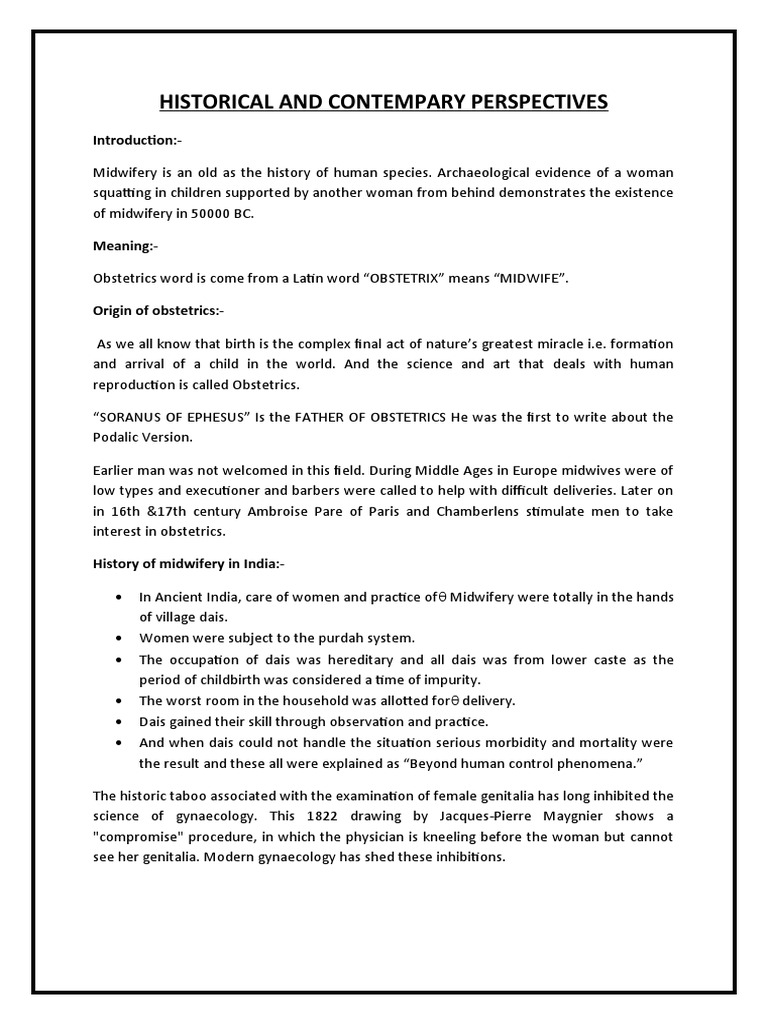 History and Perspectives of Midwifery | PDF | Obstetrics | Midwifery