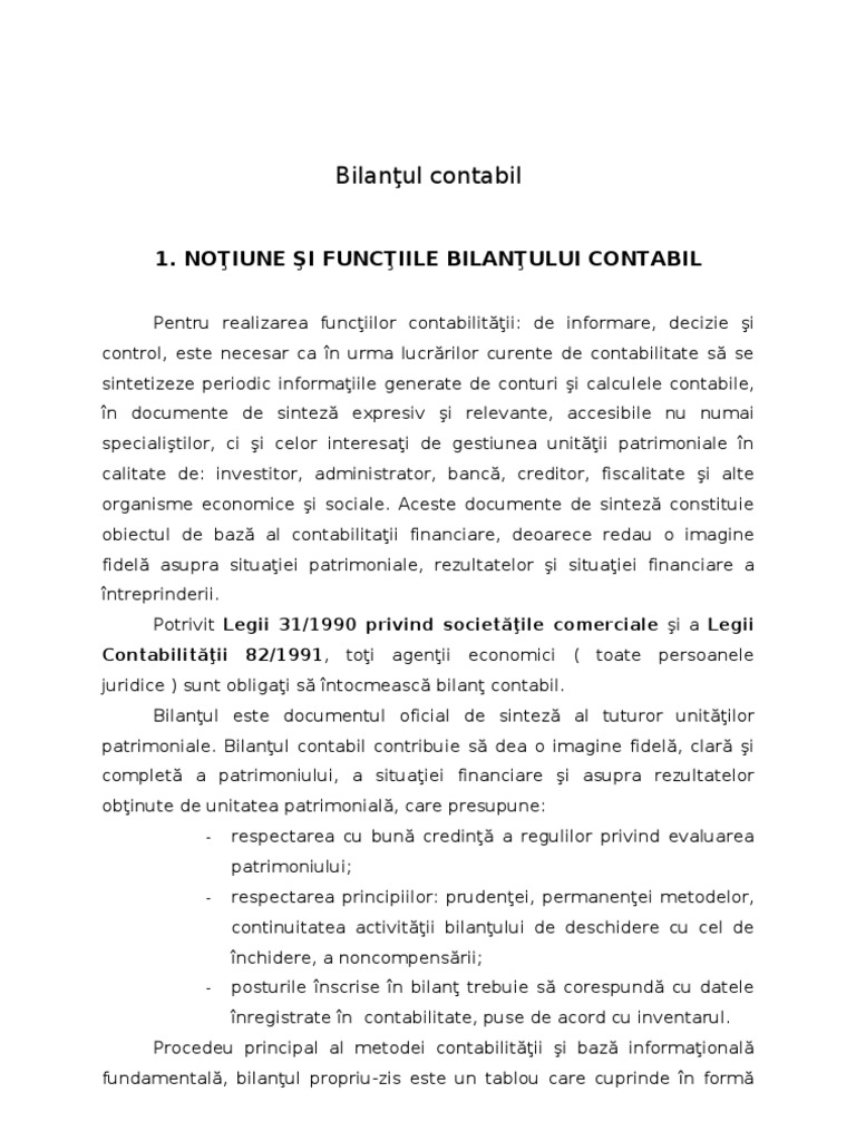 Bilantul Contabil | PDF