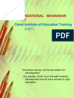 Organizational Behaviour AT: Claret Institute of Education Training