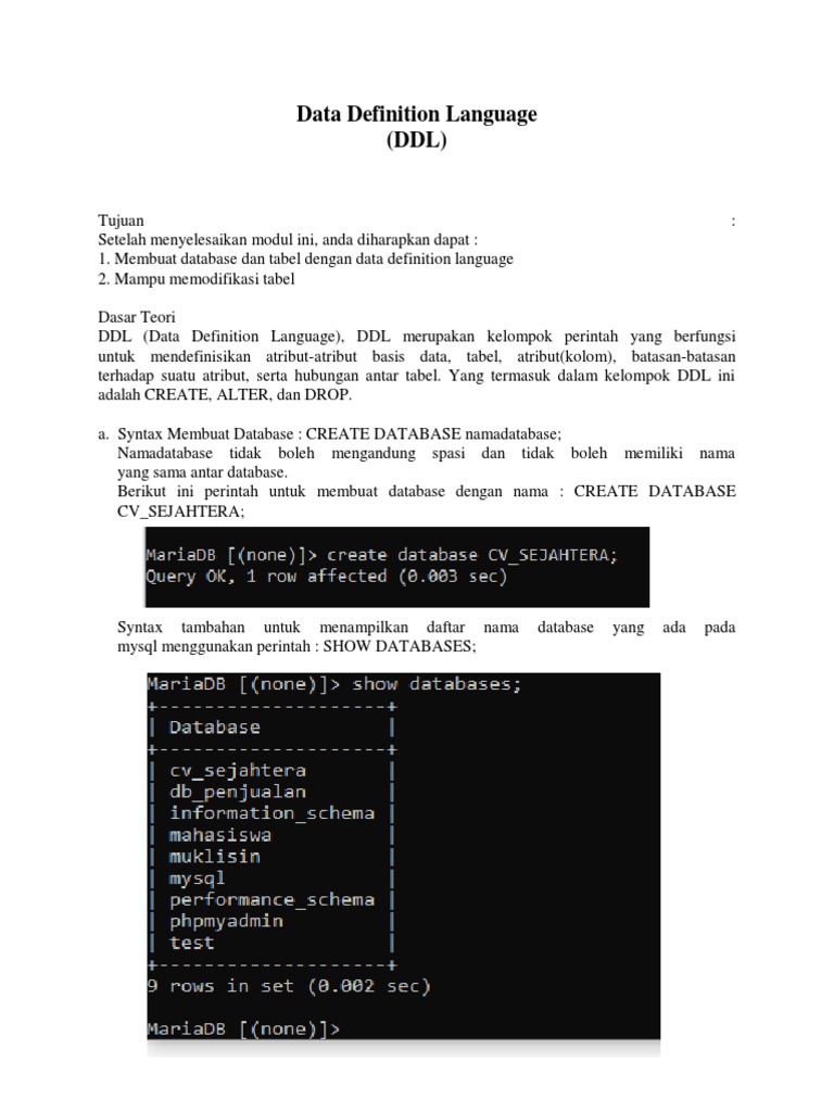 Data Definition Language | PDF