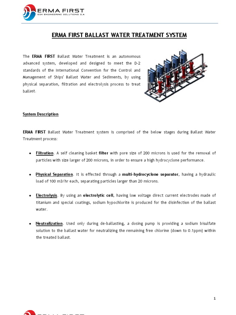 Erma First Ballast Water Treatment System PDF Chemical Substances