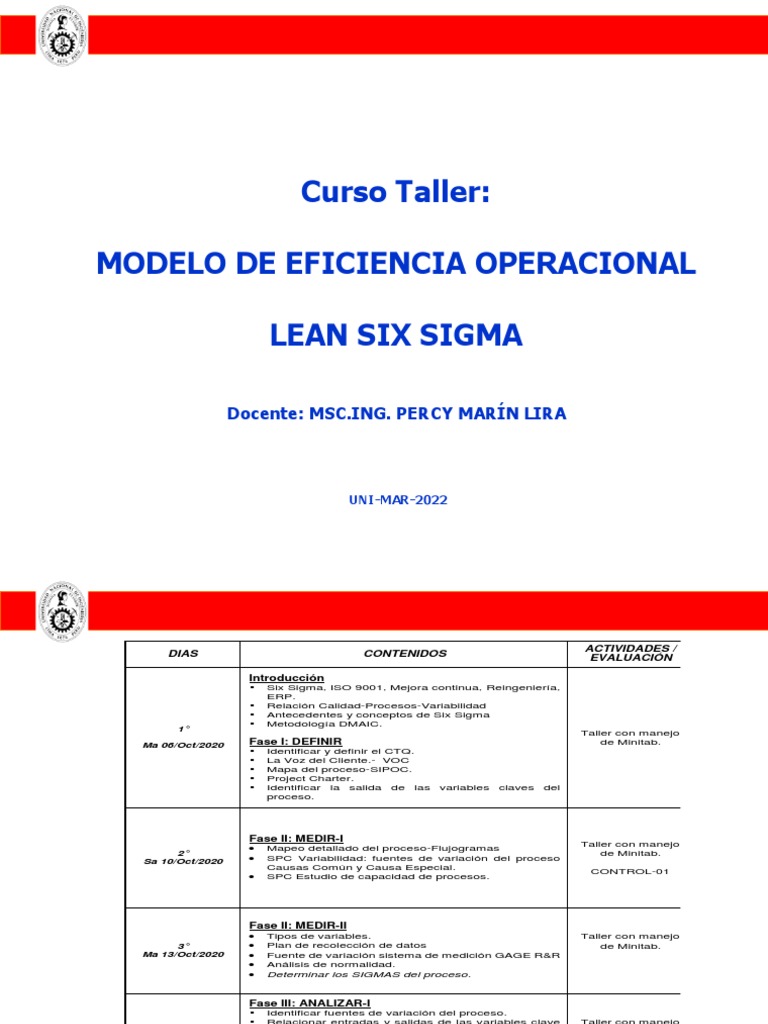 UNI L6S Sesion01-02 | PDF | Six Sigma | Lean Manufacturing