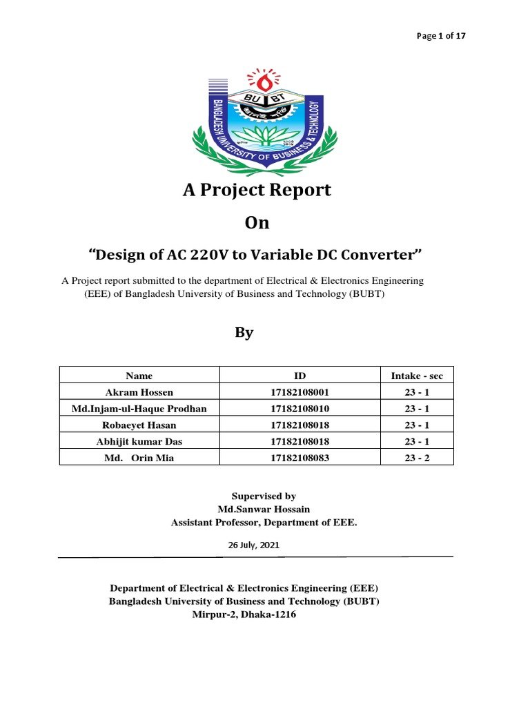 AC 220V to Variable DC Converter Design | PDF | Rectifier | Power Supply