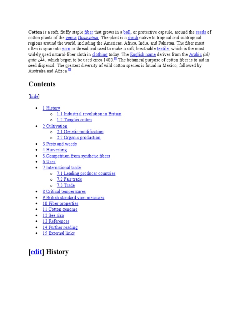 History of Cotton Industry PDF Cotton Textiles