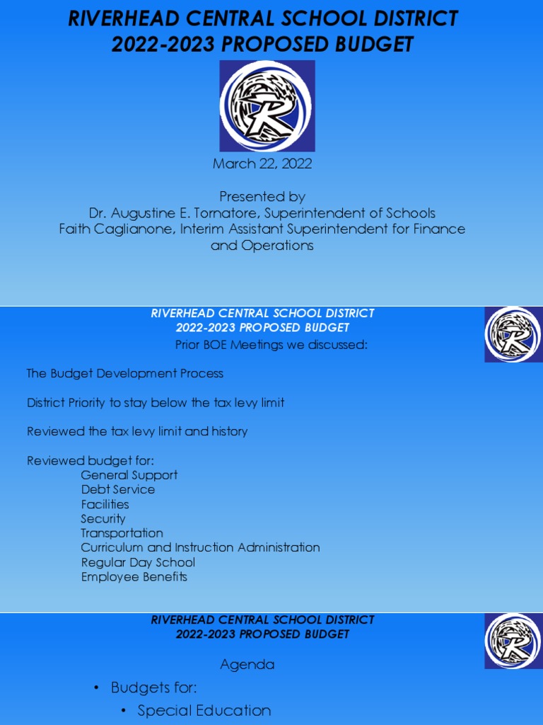 Riverhead Budget Presentation March 22, 2022 PDF Taxes Budget