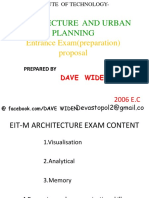 Architecture and Urban Planning: Entrance Exam (Preparation) Proposal