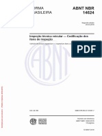 ABNT NBR 14624 - 2018, Inspeção Técnica Veicular - Codificação Dos Itens de Inspeção
