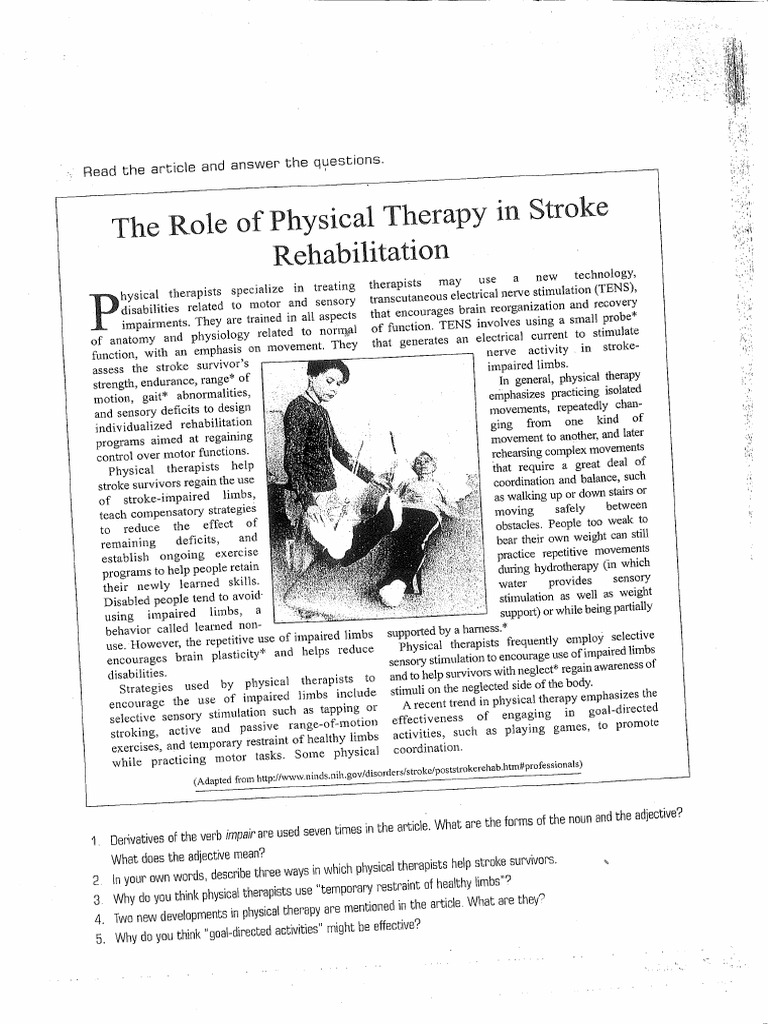Role of Physical Therapy in Stroke Rehabilitation | PDF