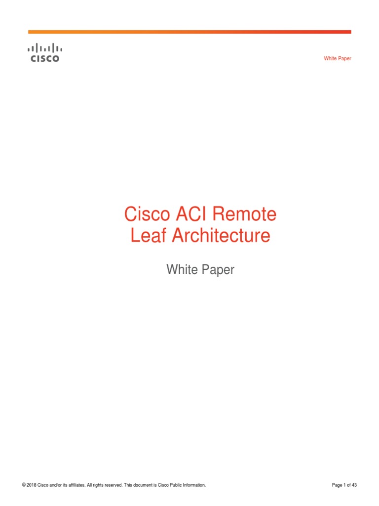 Cisco ACI Remote Leaf Architecture | PDF | Computer Network | Router ...