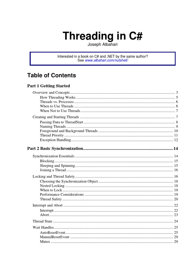 Threading in C#: Part 1 Getting Started | PDF | Thread (Computing ...