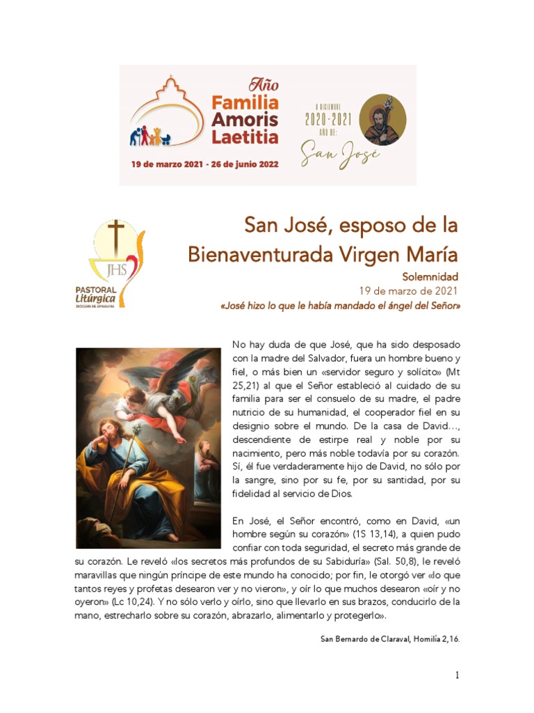 Solemnidad de San José 2021 | PDF | María, madre de Jesús | San José
