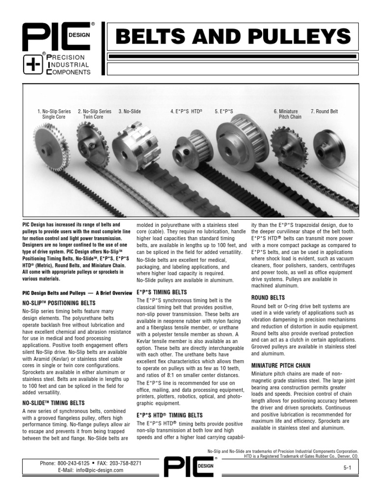 Belts and Pulleys Recision Ndustrial Omponents PDF Belt