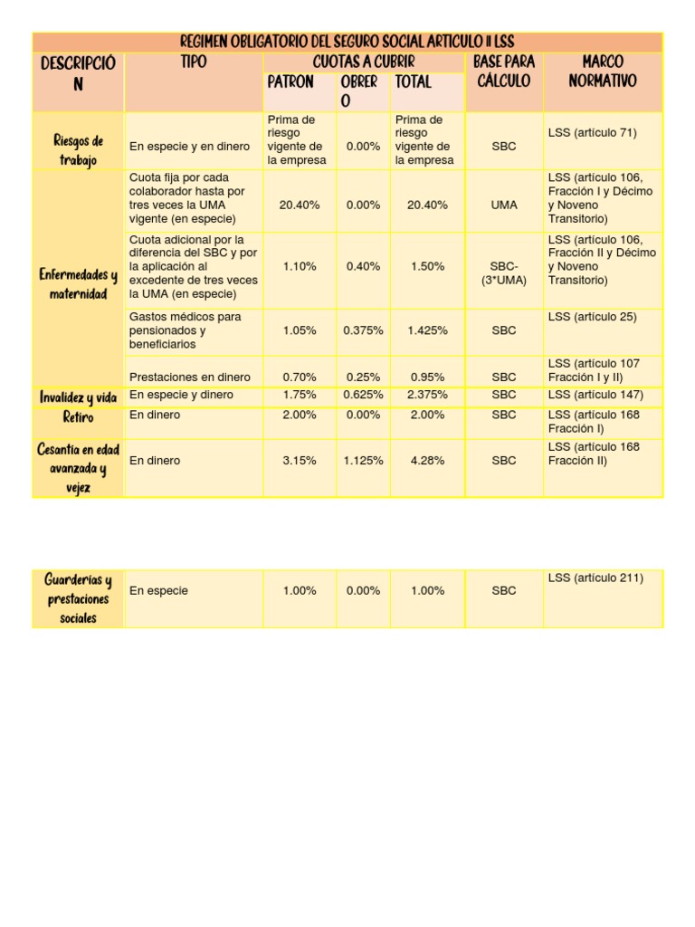 Régimen Obligatorio Del Seguro Social Artículo 11 LSS PDF Impuesto