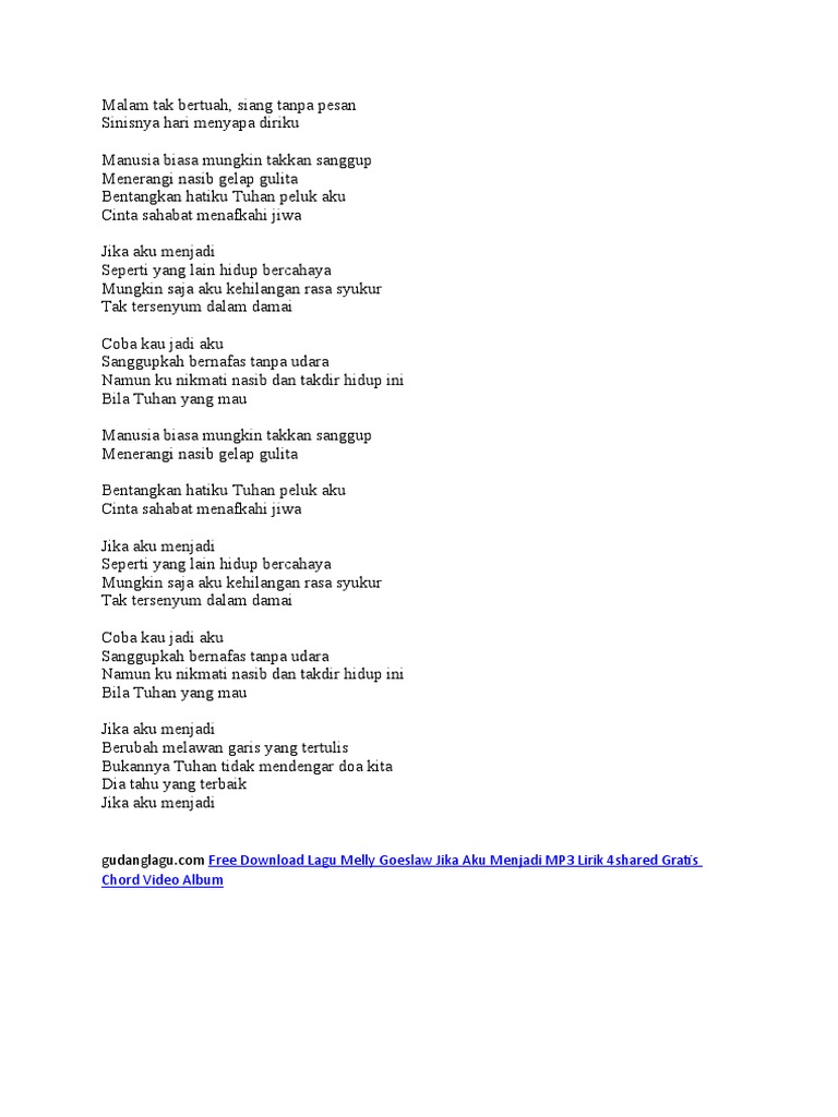 Free Download Lagu Melly Goeslaw Jika Aku Menjadi Mp3 Lirik 4shared Gratis Chord Video Album