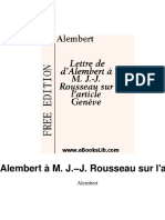 Alembert Jean Le Rond D - Lettre A Rousseau
